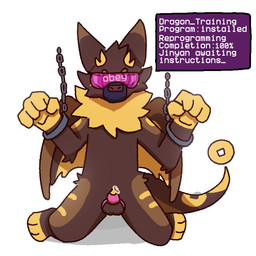 anthro bent_legs bodily_fluids bound brainwashing chastity_cage chastity_device cuff_(restraint) fur genital_fluids hypnotic_visor male mind_control muzzle_(object) muzzled pink_chastity_cage precum reprogramming restraints simple_background solid_chastity_cage solo submissive submissive_male tail text wearing_chastity_cage wearing_chastity_device wings somerandomfurri mythology jinyan_(a_random_cake) dragon furred_dragon furred_scalie mythological_creature mythological_scalie scalie 1:1 english_text hi_res