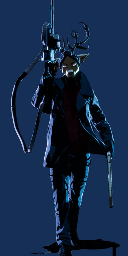 anthro antlers bottomwear clothing coat drum_magazine gun holding_object holding_weapon horn looking_at_viewer male mask pants ranged_weapon rifle scope solo standing stylized topwear trenchcoat weapon vermilionrenderworks enticia_(modeler) beastars call_of_duty:_black_ops capcom resident_evil louis_(beastars) deer mammal 1:2 3d_(artwork) alpha_channel blender_(artwork) blender_cycles_(artwork) cel_shading digital_media_(artwork) hi_res shaded widescreen