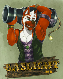 anthro armpit_hair body_hair brown_nose clothed clothing front_view fur green_eyes grin holding_cannon looking_at_viewer male male_anthro narrowed_eyes orange_body orange_fur simple_background smile solo whiskers white_body white_fur chumbasket gaslight canid canine mammal 2013 4:5 absurd_res dated half-length_portrait hi_res portrait