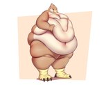 anthro beak belly belly_overhang belly_squish big_belly big_breasts blush bodily_fluids breasts brown_body countershading fat_rolls feet female hand_on_belly hand_on_own_belly huge_thighs lifting_belly looking_at_self love_handles morbidly_obese morbidly_obese_anthro morbidly_obese_female multicolored_body navel obese obese_anthro obese_female overweight overweight_anthro overweight_female simple_background solo squish standing sweat sweatdrop talons tan_body thick_thighs toes two_tone_body wide_hips ankie. sophia_(soban) accipitrid accipitriform avian bird full-length_portrait hi_res portrait