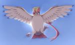 3_toes ambiguous_gender beak biped claws cloud feathered_wings feathers feet feral flying looking_at_viewer nude open_mouth outside sky skyscape soles solo talons toe_claws toes wings kajinchu nintendo pokemon avian bird generation_6_pokemon mega_evolution mega_pidgeot pokemon_(species) 2014 hi_res