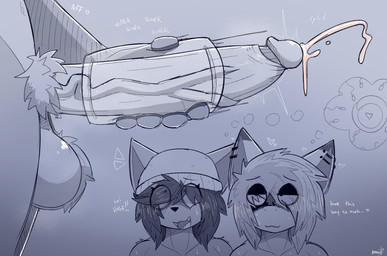 anthro balls beanie being_watched big_balls big_penis bodily_fluids clothing cum cumshot ejaculation erection fluffy foreskin genital_fluids genitals hair hat headgear headwear heart_symbol huge_penis humanoid_genitalia humanoid_penis looking_at_another male masturbation nude ovum penetrable_sex_toy penis piercing pubes retracted_foreskin sex_toy shocked sperm_cell sweat text thought_bubble white_text aimpunch azura_(aimpunch) drakon_(aimpunch) bat mammal procyonid raccoon unknown_species absurd_res character_request digital_media_(artwork) english_text hi_res monochrome