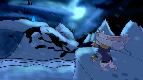 ambiguous_gender anthro climbing clothing jacket moon night snow solo topwear darx billie_bust_up billie_(billie_bust_up) bovid caprine goat mammal absurd_res hi_res female_(lore)