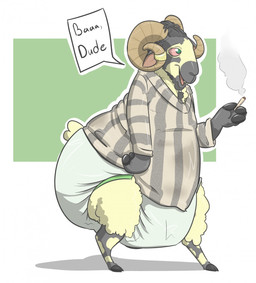 ambiguous_gender anthro big_diaper diaper digitigrade drugs marijuana solo substance_intoxication gaia1234 bovid caprine mammal sheep