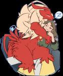 ambiguous_gender anthro blush breasts duo eyes_closed female furniture simple_background sleeping sofa dorian-bc nintendo pokemon becky_(dorian-bc) dorian_(dorian-bc) fan_character avian bird blaziken generation_3_pokemon human mammal pokemon_(species) alpha_channel signature