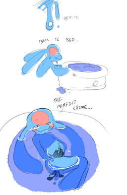 ambiguous_gender blue_goo blue_slime brain dialogue giggle oil organs partially_submerged pool simple_background slime solo text water white_background boxwater rits_(boxwater) goo_creature goo_humanoid humanoid 2025 comic digital_drawing_(artwork) digital_media_(artwork) english_text