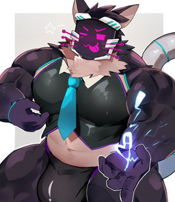 accessory anthro barazoku belly blep bulge clothed clothing machine male musclegut muscular necktie one_eye_closed pecs screen screen_face skimpy solo thong tongue tongue_out underwear wink mine_miki0840 xxl_woofia model_az robot hi_res