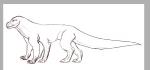 4_eyes 5_fingers 6_limbs ambiguous_gender calm claws fingers leaning multi_eye solo tetrapod trachycantotyrannus_(copyright) alien mammal monster unknown_species concept_art