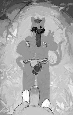 anthro asian_clothing belly buttplug clothing cock_gag cum_on_buttplug east_asian_clothing erection first_person_view footwear foreskin fundoshi gag genitals gesture hand_gesture humanoid_genitalia humanoid_penis implied_nudity japanese_clothing leaf male nipple_clamp penis plug_(sex_toy) sex_toy shadow socks solo underwear unretracted_foreskin v_sign white_clothing white_footwear white_socks socks_devil dressed_shadow mammal hi_res monochrome