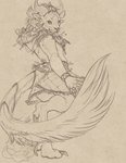 4_ears accessory anthro bracelet claws clothed clothing dancing dewclaw ear_piercing ear_ring female fluffy fluffy_tail furgonomics hair horn jewelry long_claws long_tail looking_at_viewer multi_ear partially_clothed piercing ring_piercing seductive solo tail tail_accessory tail_ornament toe_claws whiskers keedot guild_wars charr felid mammal 2019