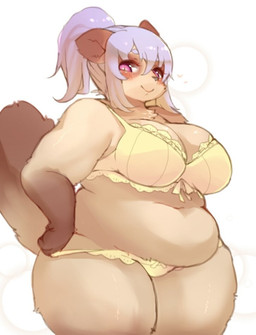 anthro belly belly_overhang big_belly big_breasts bikini bikini_pull blue_hair breasts brown_body brown_fur cleavage clothed clothing clothing_pull deep_navel dipstick_ears dipstick_tail ear_markings facial_markings female frilly frilly_bikini frilly_clothing frilly_swimwear fur gloves_(marking) hair head_markings heart_symbol kemono looking_at_viewer looking_back looking_back_at_viewer love_handles markings mask_(marking) multicolored_ears navel overweight overweight_anthro overweight_female pink_eyes ponytail seductive simple_background smile smiling_at_viewer solo standing swimwear swimwear_pull tail tail_markings thick_thighs three-quarter_view two-piece_swimsuit white_background wide_hips yellow_bikini yellow_clothing yellow_swimwear atode_kimeru canid canine mammal raccoon_dog tanuki 2018 digital_media_(artwork) portrait three-quarter_portrait