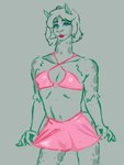 bottomwear clothed clothing crossdressing eyeshadow femboy hair latex latex_clothing lipstick long_hair makeup male pink_clothing simple_background skirt solo jameslewis g_jamez alpaca camelid humanoid mammal absurd_res hi_res sketch