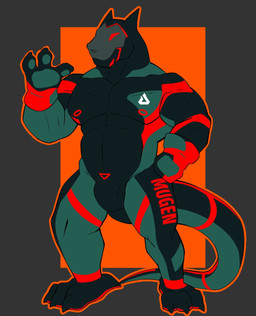 3_fingers anthro barazoku big_muscles biped bulge fingers male muscular muscular_anthro muscular_male nude_anthro nude_male simple_background solo gimpbull synth_(vader-san) 2025 full-length_portrait hi_res portrait