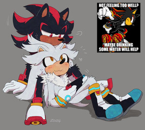 5_fingers :3 anthro biped black_body black_fur black_nose blush blush_lines boots chest_tuft clothing crossed_legs duo electronics eye_contact fingers footwear fur game_console gloves grey_background grey_body grey_fur half-closed_eyes handwear heart_symbol holding_object leaning leaning_backward leaning_on_another looking_at_another looking_down looking_up male male/male multicolored_body multicolored_fur narrowed_eyes on_ground red_body red_eyes red_fur reference_inset shoes simple_background sitting sitting_on_ground text tuft white_clothing white_gloves white_handwear yellow_eyes bongwater777 nintendo nintendo_switch sega sonic_the_hedgehog_(series) shadow_the_hedgehog silver_the_hedgehog eulipotyphlan hedgehog mammal 2024 cel_shading digital_drawing_(artwork) digital_media_(artwork) english_text hi_res meme reference_image shaded