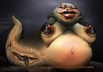 absurd_res alien anthro anus areola band1tnsfw belly big_areola big_belly big_breasts big_pussy bodily_fluids breasts crossgender cum cum_in_ass cum_in_pussy cum_inside detailed digital_drawing_(artwork) digital_media_(artwork) english_text eyelashes female genital_fluids genital_piercing genitals hi_res hutt jabba_the_hutt jewelry lactating lips looking_at_viewer markings milk mole_(marking) nipple_piercing nipple_ring nipples overweight overweight_anthro overweight_female piercing portrait pregnant pregnant_female presenting presenting_anus presenting_pussy pussy pussy_piercing raised_tail ring_piercing simple_background smoke solo star_wars stretch_marks suction_cup tail text thick_lips vein