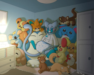 anthro blush booties clean_diaper closet clothed clothing comfy diaper female gag handwear hoodie hypnosis lamp mind_control mittens pacifier pacifier_gag plushie solo teddy_bear text topwear wearing_diaper jake_the_traveler nintendo pokemon fan_character alolan_form alolan_raichu bear brown_bear canid canine canis domestic_dog generation_1_pokemon generation_2_pokemon generation_3_pokemon generation_7_pokemon generation_9_pokemon herding_dog komala legendary_pokemon mammal marill marsupial mew_(pokemon) mustelid musteline otter pastoral_dog pawmi plusle pokemon_(species) regional_form_(pokemon) rodent rowlet snorlax teddiursa ursine welsh_corgi 5:4 digital_media_(artwork) english_text hi_res trans_(lore) trans_woman_(lore)