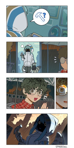 5_fingers absolute_territory anthro backpack bangs black_body black_clothing black_legwear black_scales black_tail black_thigh_highs blue_clothing blue_hair blue_hoodie blue_tongue blue_topwear building cinder_block clothed clothed_anthro clothed_female clothed_human clothed_male clothing duo electricity eyewear female female_anthro fingers flannel_shirt framed_picture gesture glasses grey_backpack grey_body grey_eyes grey_hair grey_scales grey_tail hair hammer hardware_store holding_bag holding_hammer holding_object holding_tool holding_umbrella hood_up hoodie legwear lightning long_hair long_sleeves male male_human multicolored_body multicolored_hoodie multicolored_scales multicolored_tail night open_mouth open_smile outside pink_tongue plant power_lines pupils question_mark raining red_clothing red_shirt red_topwear round_glasses scales shirt shopping_cart short_hair smile speech_bubble store tail teeth text thick_tail thigh_highs tongue tools topwear tree umbrella waving white_body white_clothing white_hoodie white_scales white_tail white_topwear white_umbrella yellow_clothing yellow_eyes yellow_hoodie yellow_topwear sparrowl seol_garam blue-tongued_skink human lizard mammal reptile scalie skink 2026 absurd_res artist_name comic english_text hi_res pictographics