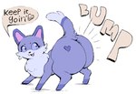 big_butt butt digitigrade female feral fur purple_body purple_fur solo text jubb 4chan 4clan warriors_(book_series) bumpbutt fan_character domestic_cat felid feline felis mammal 2023 english_text