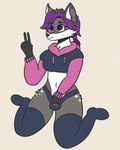 ambiguous_gender anthro antlers breasts bulge clothed clothing fur hair horn panty_bulge purple_eyes purple_hair simple_background solo under_boob zane_rev_(artist) meme_clothing paggi_outfit zane_rev zoey_rev canid canine deer fox hybrid mammal new_world_deer reindeer 4:5 absurd_res hi_res meme