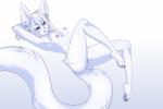 anthro areola breasts erect_nipples female genitals nipples nude presenting presenting_pussy pussy smile solo spread_legs spreading miiyori canid canine fennec_fox fox mammal true_fox