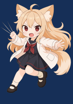 blonde_hair bottomwear clothed clothed_female clothed_humanoid clothing coat dipstick_tail female fist footwear fully_clothed fully_clothed_female fully_clothed_humanoid hair holding_object holding_weapon inner_ear_fluff long_hair markings no_pupils on_one_leg open_hand open_mouth red_eyes shoes simple_background skirt socks solo standing tail tail_markings tan_markings three-quarter_view topwear transparent_background tuft weapon white_inner_ear_fluff young young_female young_humanoid nekomoti_tsf animal_humanoid canid canid_humanoid canine canine_humanoid fox_humanoid humanoid mammal mammal_humanoid 2025 alpha_channel colored japanese_description shaded