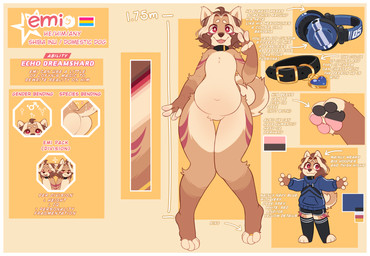 ambiguous_gender anthro athletic_wear belly border bottomwear clone clothing collar digit_ring electronics feet femboy gym_bottomwear gym_shorts handpaw headphones hoodie jewelry legwear male pawpads paws ring shorts slightly_chubby solo text thigh_highs toe_ring toes topwear white_border emi_05_owo emi_05 canid canine canis domestic_dog mammal shiba_inu spitz absurd_res english_text hi_res model_sheet