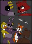 ambiguous_gender animatronic anthro avian bear bird blood bodily_fluids bonnie_(fnaf) canid canine chica_(fnaf) chicken comic fan_character five_nights_at_freddy's fnaf_the_alternative_story fox foxy_(fnaf) freddy_(fnaf) galliform gallus_(genus) group lagomorph leporid lucioro machine mammal phasianid rabbit robot scottgames