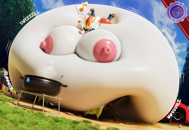 anthro areola belly belly_expansion belly_squish big_areola big_belly big_breasts big_butt big_nipples bloated blue_sky bodily_fluids breasts buckteeth butt cloud curry drooling expansion female heart_symbol huge_areola huge_belly huge_breasts huge_butt huge_nipples hyper hyper_areola hyper_belly hyper_breasts hyper_inflation hyper_nipples immobile inflation logo lying lying_on_self motion_lines musical_note musical_symbol nipples on_front onomatopoeia open_mouth open_smile outside pink_areola pink_nipples pokeball reaching red_eyes red_nose red_tongue saliva scut_tail short_tail sky slosh sloshing_belly smile solo sound_effects squish swelling symbol tail teeth tent text tongue tongue_out white_body white_ears white_tail yellow_inner_ear maskedtreasure phoenixoflight92 goldencarrot_(modeler) nintendo pokemon cinderace generation_8_pokemon lagomorph leporid mammal pokemon_(species) rabbit 2025 3d_(artwork) artist_logo blender_(artwork) colored digital_media_(artwork) hi_res shaded