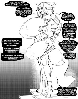 age_difference big_breasts bodysuit breasts camel_toe clothing collar dialogue duo female footwear fox_ears genital_outline hair headpat heart_symbol huge_breasts larger_female larger_humanoid loli long_hair nipple_outline older_female oppai_loli shirt size_difference skinsuit smaller_female smaller_humanoid socks speech_bubble tail text tight_clothing topwear vulva_outline young younger_female thevarking animal_humanoid canid canid_humanoid canine canine_humanoid fox_humanoid humanoid mammal mammal_humanoid 2026 black_and_white english_text hi_res monochrome daughter_(lore) mother_(lore) mother_and_child_(lore) mother_and_daughter_(lore) parent_(lore) parent_and_child_(lore) parent_and_daughter_(lore)