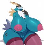 anthro anthrofied areola belly big_areola big_breasts breasts female genitals horn huge_areola huge_breasts hyper hyper_areola hyper_breasts looking_at_viewer nipples obese obese_anthro obese_female overweight overweight_anthro overweight_female pokemorph pussy simple_background solo thick_thighs sssonic2 nintendo pokemon cobalion generation_5_pokemon legendary_pokemon pokemon_(species) 2018 absurd_res digital_media_(artwork) hi_res