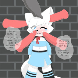 anthro disembodied_penis ear_penetration femboy forced gangbang genitals group group_sex imminent_rape imminent_sex knot male male/male penetration penile penile_penetration penis penis_in_ear rape sex text young kyopikoto kyopikoto_(kyopikoto) canid canine canis mammal wolf 1:1 english_text hi_res