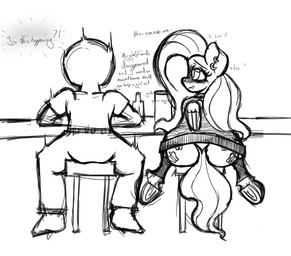 alcohol beverage big_butt blush bottomless bubble butt clothed clothing container cutie_mark dock_(anatomy) drunk drunk_bubble duo ear_piercing feathered_wings feathers female feral fishnet_clothing fishnet_legwear fur hair huge_butt legwear male male/female piercing simple_background substance_intoxication tail text thick_thighs white_background wings johrnyreport friendship_is_magic hasbro my_little_pony mythology fluttershy_(mlp) equid equine horse human mammal mythological_creature mythological_equine pegasus pony black_and_white english_text hi_res monochrome sketch