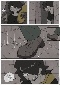 before_transformation brown_eye imminent_transformation male one_eye_obstructed question_mark scar solo trap_(contrivance) matsukura_d human mammal comic hi_res