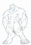 anthro balls biped claws genitals looking_at_viewer male muscular muscular_anthro muscular_male nude solo standing tkc2021 canid canine canis mammal wolf black_and_white monochrome sketch