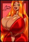 anthro big_breasts black_border border bracelet breasts choker cleavage clothed clothing dress female green_eyes hair huge_breasts jewelry lips lipstick long_hair makeup necklace orange_hair red_lipstick restraints simple_background solo thick_lips ooo-belise-ooo domestic_cat felid feline felis mammal 2022 digital_media_(artwork) watermark