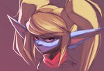 blonde_hair blue_body blue_skin female frown frowning_at_viewer hair humanoid_pointy_ears looking_at_viewer pigtails pointy_ears purple_eyes serious_face simple_background solo te4moon_(artist) league_of_legends riot_games tencent poppy_(lol) humanoid yordle colored portrait shaded sketch