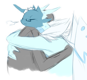 anthro blue_body blue_skin crown duo eyes_closed eyewear female glasses headgear hug male princess royalty wings averyshadydolphin mythology towergirls anon dragon_princess_ii dragon human mammal mythological_creature mythological_scalie scalie 2016 digital_media_(artwork)