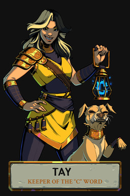 4_toes 5_fingers armband armor arms_bent black_armband black_background black_bottomwear black_clothing black_eyebrows black_eyes black_hair black_legband black_pants black_sash blonde_hair bottomwear brown_claws brown_nose claws clothed clothed_female clothed_human clothing collar eyebrows eyelashes eyes_closed eyeshadow feet female feral fingernails fingers fire floppy_ears fully_clothed fully_clothed_female fully_clothed_human fur gold_(metal) gold_collar grey_lips hair holding_lantern holding_object lamp lantern light lips long_hair looking_at_viewer makeup metal_collar mouth_closed multicolored_body multicolored_fur multicolored_hair nails pants pauldron paws pink_lips shirt simple_background smile smiling_at_viewer standing tan_body tan_fingernails tan_fur tan_nails text text_box thick_bottom_lip toe_claws toes topwear tunic tusks two_tone_body two_tone_fur two_tone_hair whiskers yellow_clothing yellow_eyeshadow yellow_shirt yellow_topwear yellow_tunic spaniel_reyes hades_(game) real_world hank_(taydertot) taylor_(taydertot) canid canine canis chihuahua domestic_dog human mammal toy_dog 2024 character_name colored digital_drawing_(artwork) digital_media_(artwork) english_description english_text hi_res lighting shaded