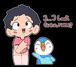 anthro blush clothing duo male open_mouth shota text young young_anthro young_human young_male kinkykong nintendo pokemon lucas_(pokemon) generation_4_pokemon human mammal piplup pokemon_(species) alpha_channel english_text hi_res