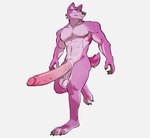 anthro balls big_balls big_penis claws erection feet genitals huge_penis humanoid_genitalia humanoid_penis hyper hyper_genitalia hyper_penis long_penis looking_aside looking_away male multicolored_body muscular muscular_male nipples nude pecs penis pink_body saggy_balls simple_background smile solo standing toe_claws two_tone_body vein veiny_penis white_background vexyvoo canid canine canis mammal wolf 2021