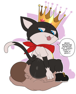 ambiguous_gender anal anthro big_butt black_body black_fur blep blue_eyes bottomless brown_hair butt cheek_tuft clothed clothing crown dialogue dipstick_tail duo faceless_character faceless_male facesitting facial_tuft footwear fur gloves_(marking) hair headgear human_on_anthro interspecies kerchief looking_back lying male male/male markings mask multicolored_body multicolored_fur multicolored_tail on_back oral raised_tail rimming sex shoes sitting_on_another size_difference tail tail_markings text tongue tongue_out tuft two_tone_body two_tone_fur white_body white_fur wide_hipped_male wide_hips jerseydevil atlus megami_tensei persona_(series) persona_5 sega anon anonymous fan_character morgana_(persona) domestic_cat felid feline felis human mammal tuxedo_cat absurd_res english_text hi_res