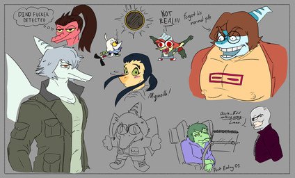 5_fingers ahoge amber_eyes anthro armor black_eyes black_hair blonde_hair blue_body blue_scales blush bone_frill bottomwear brown_hair clothing cosplay denim denim_bottomwear denim_clothing dialogue disability eclipse eyewear female fingers freckled_face freckles frill_(anatomy) glasses green_body green_clothing green_hair green_jacket green_scales green_sclera green_topwear grey_body grey_eyes grey_hair grey_scales group hair head_crest headgear helmet hoodie jacket jeans light-skinned_female light_body light_skin long_hair long_tail male military_jacket multicolored_body multicolored_scales muscular muscular_anthro muscular_male nipple_outline open_mouth open_smile pants pecs ponytail profanity red_body red_clothing red_eyes red_hair red_jacket red_scales red_topwear round_glasses scales sharp_teeth short_hair smile snout solar_eclipse tail teeth text thought_bubble tinfoil_hat topwear two_tone_body two_tone_scales yellow_body yellow_scales yellow_sclera milesmiles berserk_(series) cavemanon_studios i_wani_hug_that_gator snoot_game benjamin_mcknight green_(snoot_game) griffith_(berserk) inco_(iwhtg) judee miquella_ashtail olivia_halford schizo_chan_(snoot_game) stephen_hawking victoria_(iwhtg) baryonyx compsognathid compsognathus dinosaur dromaeosaurid hadrosaurid human mammal ornithischian ornithopod parasaurolophus prehistoric_species pterodactylus pterosaur reptile scalie spinosaurid theropod troodon troodontid velociraptor 2025 digital_drawing_(artwork) digital_media_(artwork) english_text hi_res