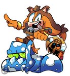 ambiguous_gender angry anthro blue_body blue_skin female frown fur genitals group hair hairy_pussy looking_at_viewer mask navel nude open_mouth orange_body orange_fur pubes pussy short_hair simple_background kingraam sega sonic_adventure sonic_boom sonic_the_hedgehog_(series) chaos_(sonic) sticks_the_jungle_badger tikal_the_echidna badger echidna mammal monotreme mustelid musteline