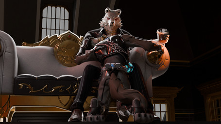 anthro container cup duo furniture holding_container holding_cup holding_object male male/male on_sofa sitting sitting_on_sofa sofa apollobingbap epic_games fortnite fletcher_kane wendell_(fortnite) canid canine mammal 16:9 hi_res widescreen