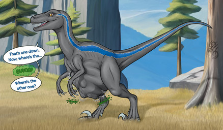 after_vore belly big_belly blue_stripes burping claws digestion female female_pred feral feral_pred grass grey_arms grey_belly grey_body grey_legs grey_tail group human_prey plant rumbling_stomach speech_bubble stripes tail text tree tree_carving vore white_claws yellow_eyes dragonczech jurassic_park jurassic_world universal_studios blue_(jurassic_world) dinosaur dromaeosaurid human mammal prehistoric_species reptile saurischian scalie theropod 2025 english_text hi_res watermark