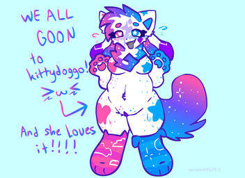 anthro belly blue_inner_ear blue_pawpads blush bodily_fluids breasts circle_eyebrows directional_arrow eyebrows eyelashes female freckled_arms freckled_belly freckled_breasts freckled_crotch freckled_face freckled_hips freckled_legs freckled_thighs freckles fur genitals gradient_fur gradient_hair gradient_tail gradient_text grey_tongue hair heterochromia long_eyelashes neck_tuft pawpads pink_pawpads pupils purple_vulva simple_background solo sparklefur sweat sweatdrop teal_background text tongue tongue_out tuft vulva white_body white_fur zeropointfluff crystal_(zeropointfluff) hybrid 11:8 2026 digital_drawing_(artwork) digital_media_(artwork) english_text hi_res signature