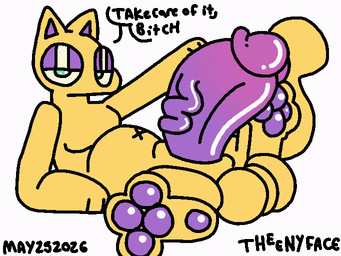 balls bedroom_eyes big_penis feral genitals glans humanoid_genitalia humanoid_penis looking_at_viewer lying male narrowed_eyes on_back pawpads penis seductive slightly_chubby small_but_hung solo tail throbbing throbbing_balls throbbing_penis yellow_body theenyface butters_(theenyface) domestic_cat felid feline felis mammal 2d_animation animated frame_by_frame