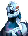 absurd_res anthro breasts canid canid_demon canine clothed clothing collar demon digital_media_(artwork) female fur hair hellhound helluva_boss hi_res loona_(helluva_boss) mammal mythological_canine mythological_creature mythology red_sclera solo stelladraco tail white_body white_fur
