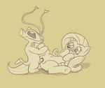absurd_res alien anthro crossover disney duo equid equine experiment_(lilo_and_stitch) female feral feral_on_feral fluttershy_(mlp) friendship_is_magic hasbro hi_res holding_leg horse interspecies lilo_and_stitch lying male male/female mammal monochrome my_little_pony on_back penetration pony raised_leg sex sparky_(lilo_and_stitch) tabloi vaginal vaginal_penetration yellow_and_black