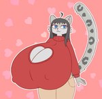 anthro big_breasts blue_eyes breasts cleavage_cutout clothing cutout female huge_breasts hyper hyper_breasts keyhole_turtleneck looking_at_viewer nipple_outline solo sweater topwear turtleneck wafflecat felid feline mammal pantherine snow_leopard hi_res